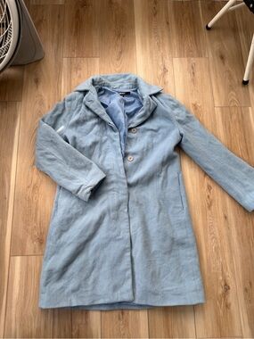 DKNY Light Blue Women's Wool Blend Coat